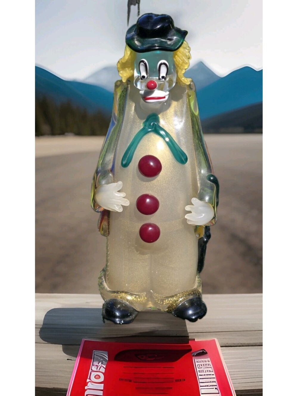 Vtg CAM 1995 Venice "Murano" Hand Blown Art Glass Clown Gold Fleck-Italy 15"